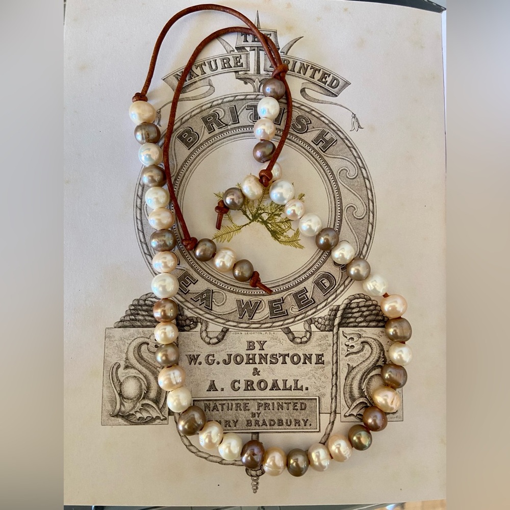 Simply Gorgeous Multi Freshwater Pearls On High Quality Leather Cord